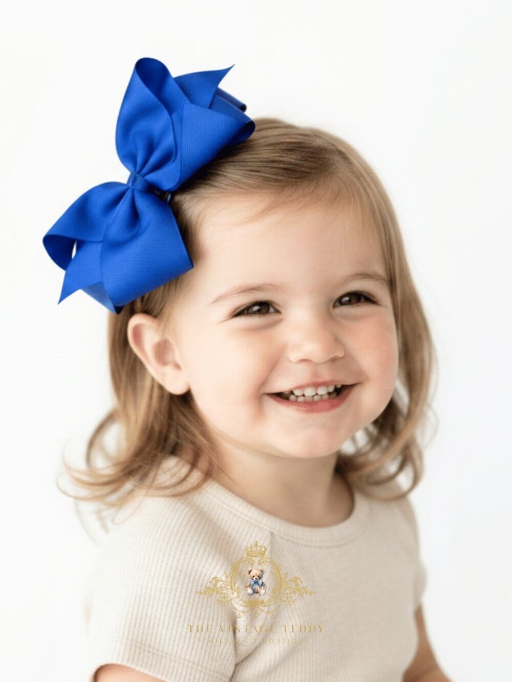 Pretty Girls Hair Bows Grosgrain Ribbon Clips Hair Accessories Royal Blue 6 Inch